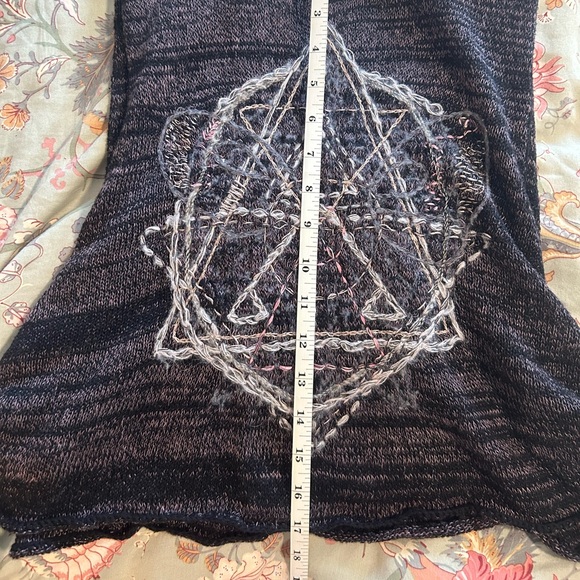 Free People Zodiac Graphic embroidered knit tank lace up boho grunge size small - Picture 10 of 11